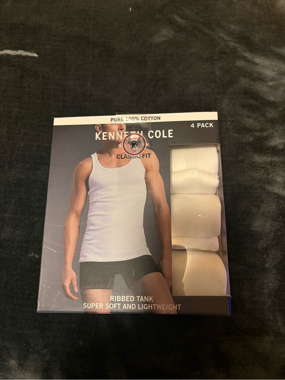 Kenneth Cole White Ribbed Tank 4-Pack - Classic Fit